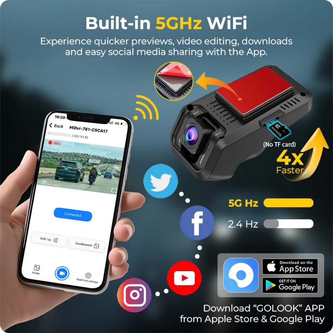 2K WiFi Bil DVR Full HD Dash Cam