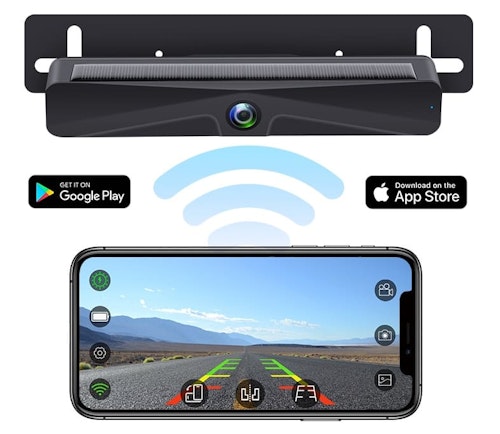 Wifi solar vattentät Nummerskylt backkamera, 4800mAh