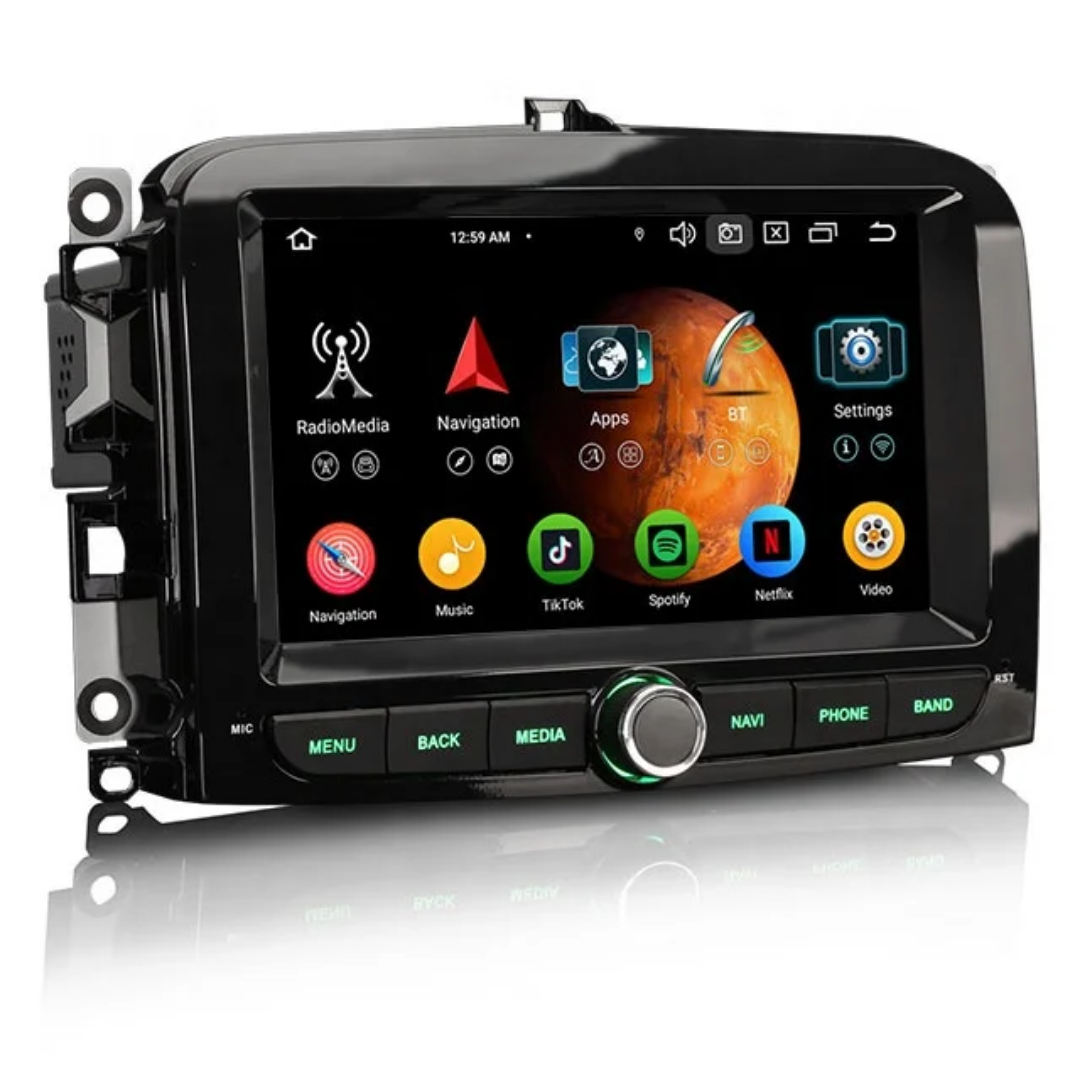 7"android 14, bilstereo Fiat 500L (2012-2019) gps wifi carplay android auto blåtand rds Dsp RAM: 4GB, ROM:64GB, 4G LTE
