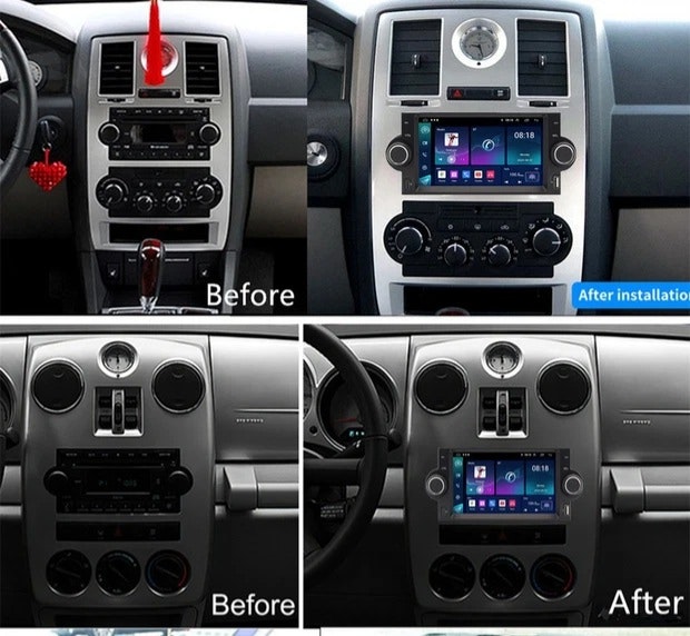 6.2" android 15 Bilstereo Chrysler 300C(2004--2008) gps wifi carplay android auto blåtand rds Dsp RAM:4GB, ROM:64GB