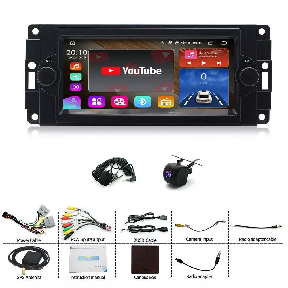 6.2" android 15 Bilster.  Jeep Commander/ Patriot/ Cherokee/compass/ Grand cherokee ( 2005--2008)  gps wifi carplay android auto blåtand rds Dsp RAM:4GB, ROM:64GB