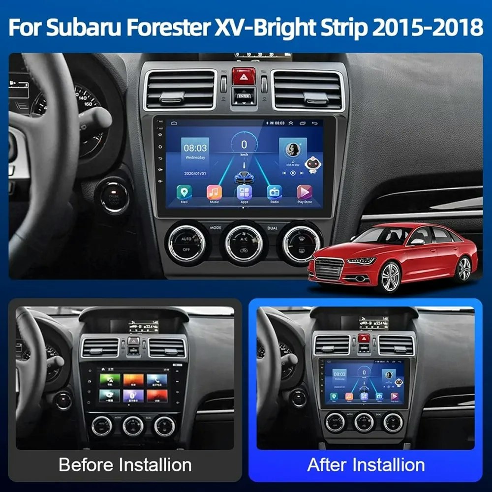 9"android 13, bilstereo  Subaru Forester/ XV( 2015--2018) gps wifi carplay android auto blåtand rds Dsp RAM:2GB, ROM: 64GB,wifi