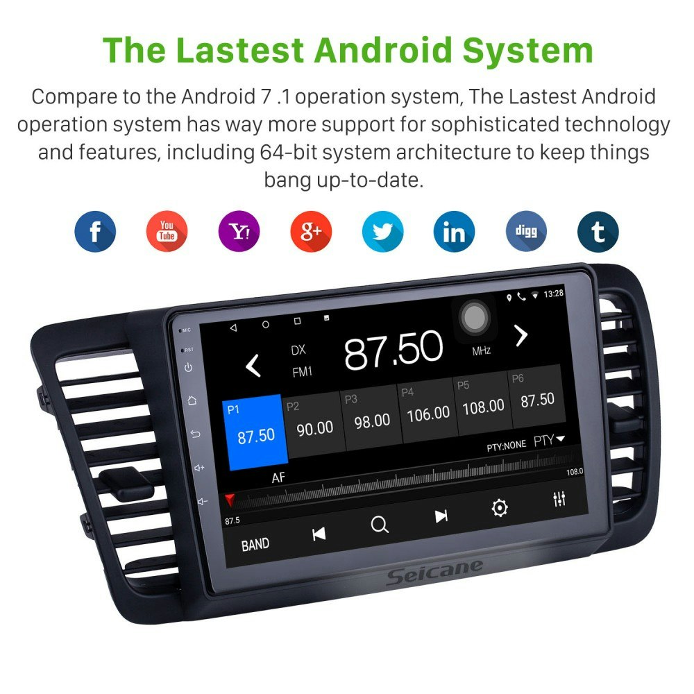 9"android 14 bilstereo  Subaru  Legacy( 2003--2009) gps wifi carplay android auto blåtand rds Dsp RAM:6GB,ROM:  128GB,4G LTE