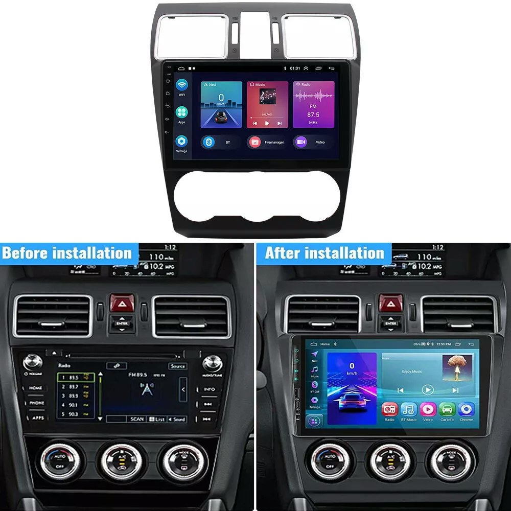 9"android 14 bilstereo  Subaru Forester( 2012-2015) gps wifi carplay android auto blåtand rds Dsp RAM:2GB,ROM:  32GB,4G LTE