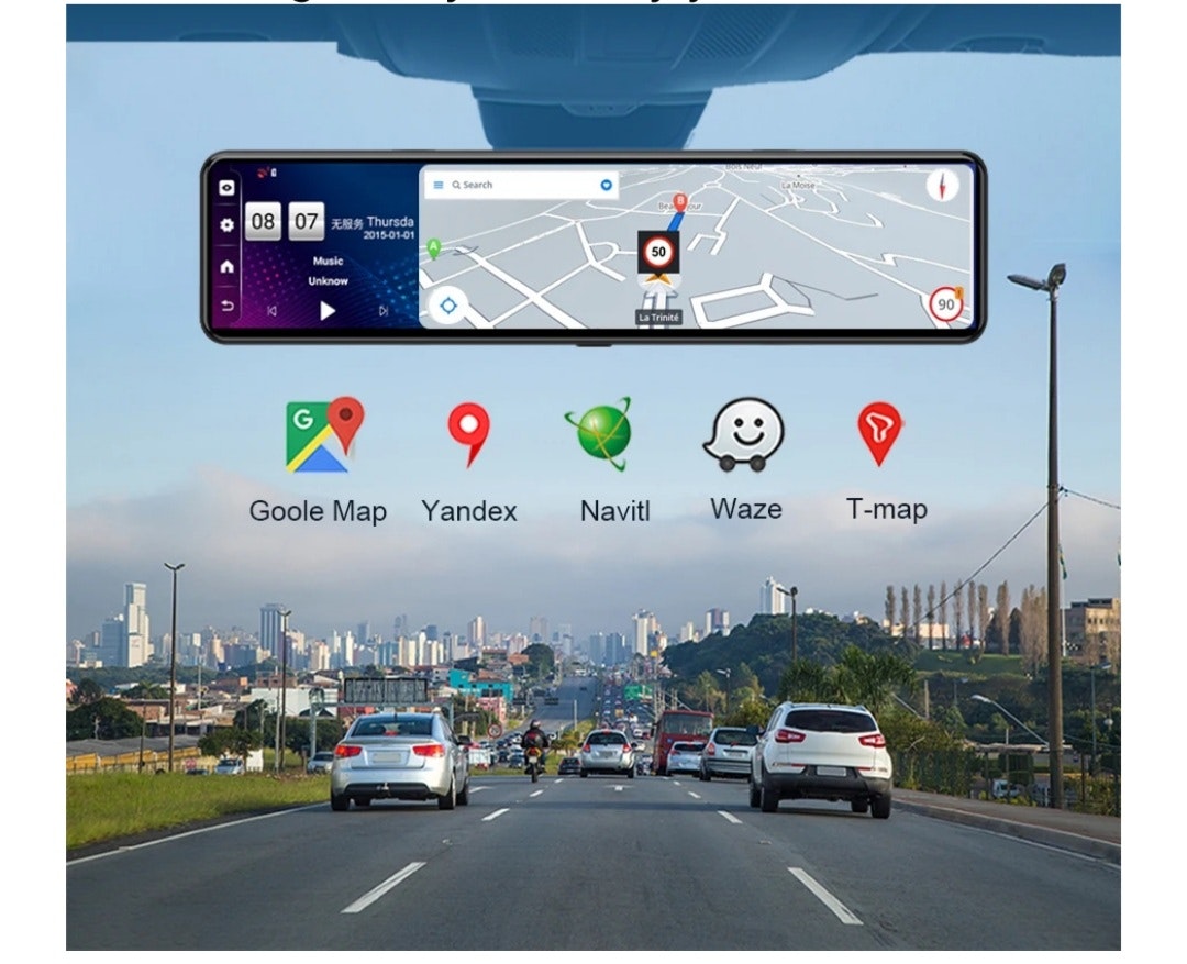 12" bilspegel  med Gps tracker, 4G,dvr 32GB, ADAS, Dual kamera