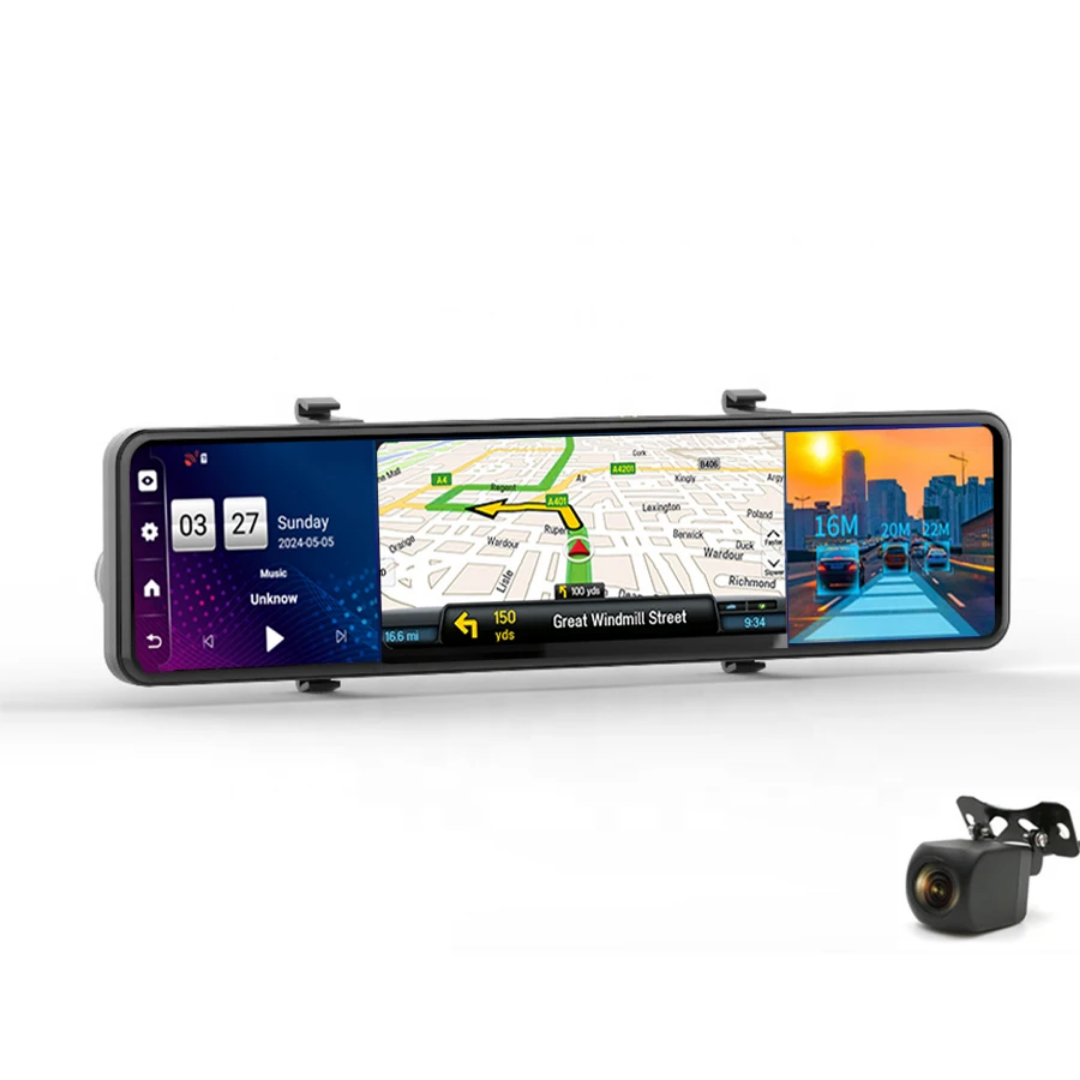 12" bilspegel  med Gps tracker, 4G,dvr 32GB, ADAS, Dual kamera