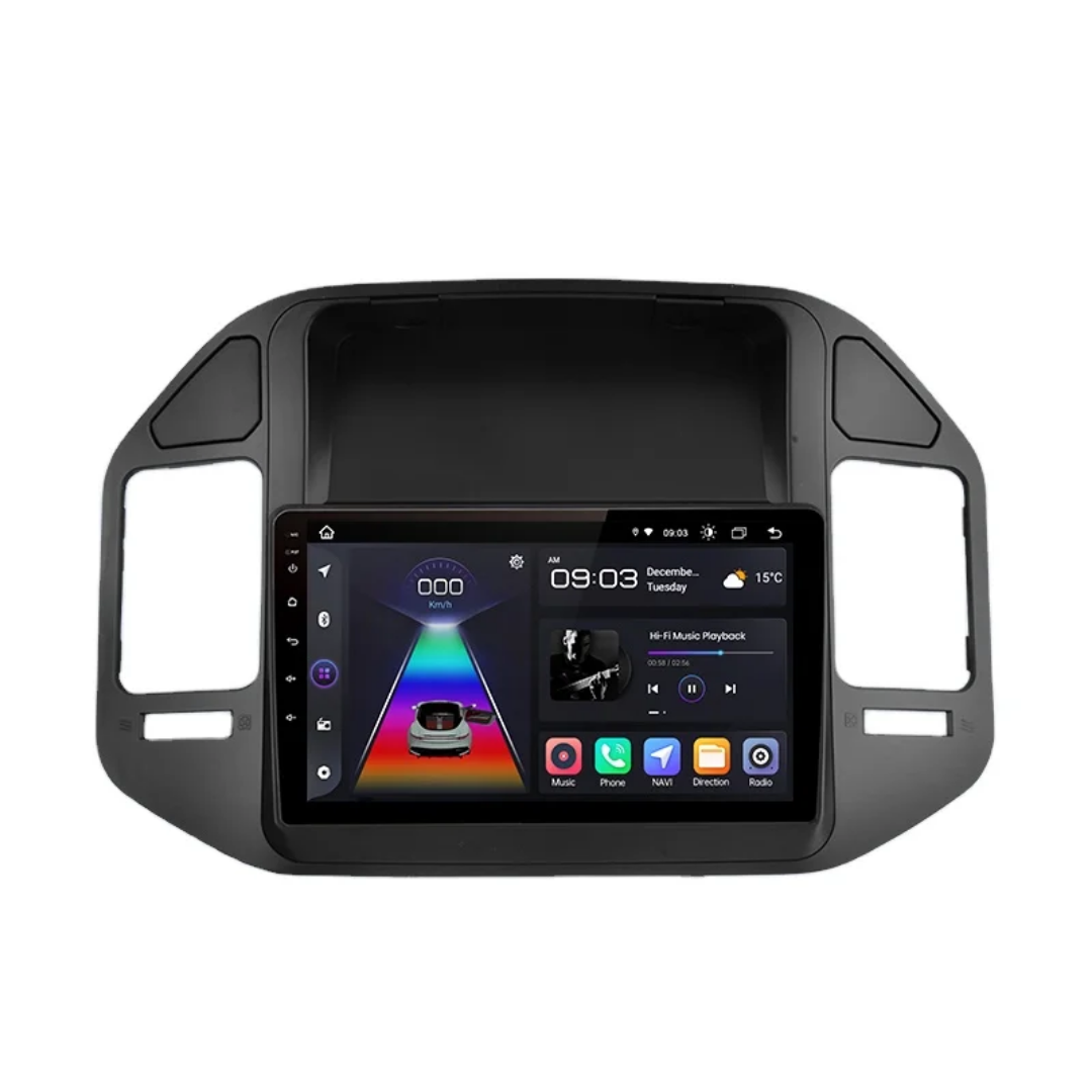 9"android 13. Bilstereo Mitsubishi Pajero ( 1999--2005) gps wifi carplay android auto blåtand rds Dsp RAM :6GB,ROM :128GB ,4G LTE, ADAS Frontkamera
