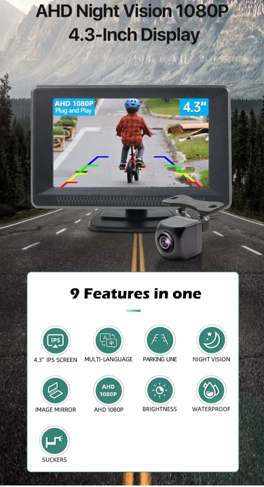 4.3" backkamera system för SUV:ar, lastbilar, husbilar