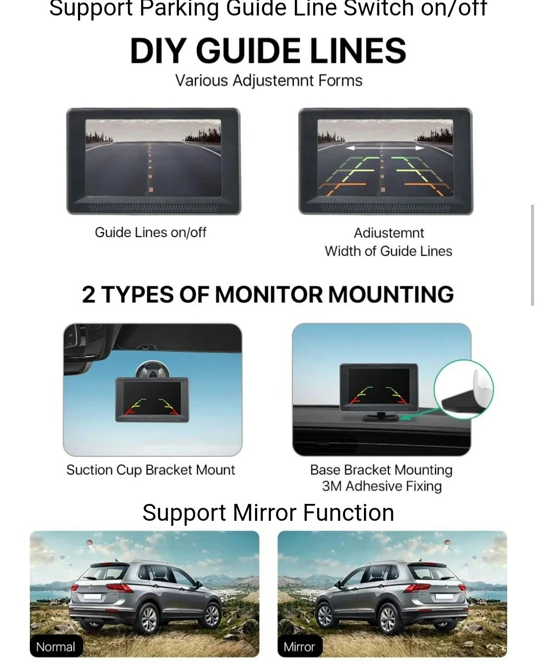 4.3" backkamera system för SUV:ar, lastbilar, husbilar