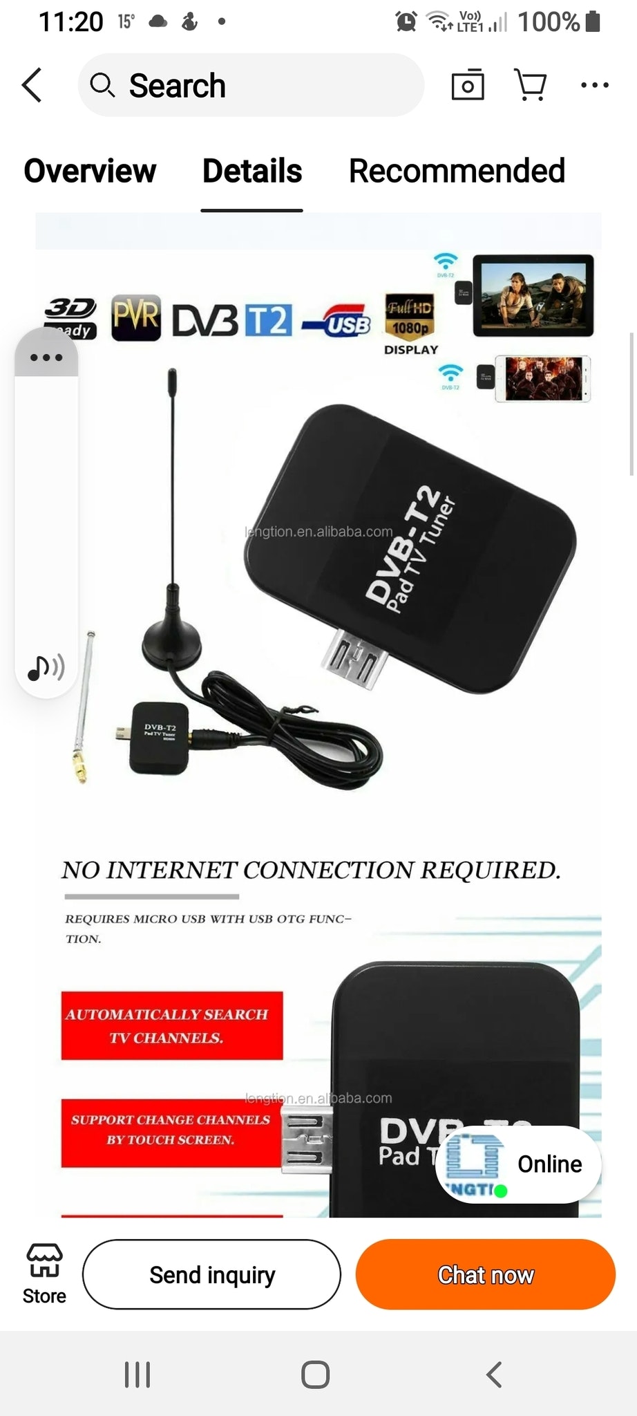 Mini digital tv ( DVB-T2)mottagare till smartphone och surfplatta