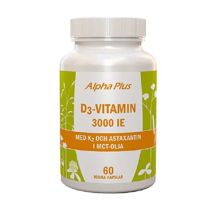 Alpha Plus D3 Vitamin 3000IE with K2 & Astaxanthin 60 capsules