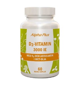 Alpha Plus D3 Vitamin 3000IE with K2 & Astaxanthin 60 Capsules