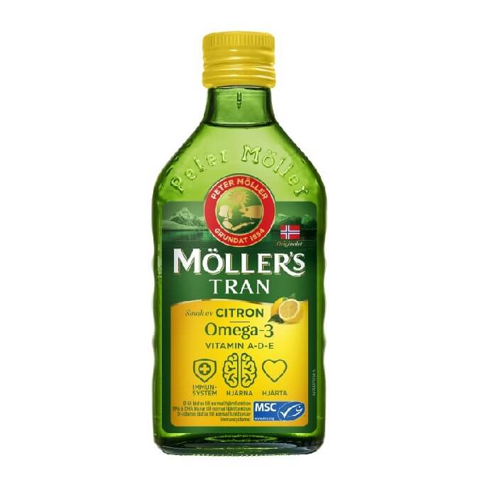 Möllers Tran Omega 3 Fatty Acids in Fish Liquid Citron 250 ml