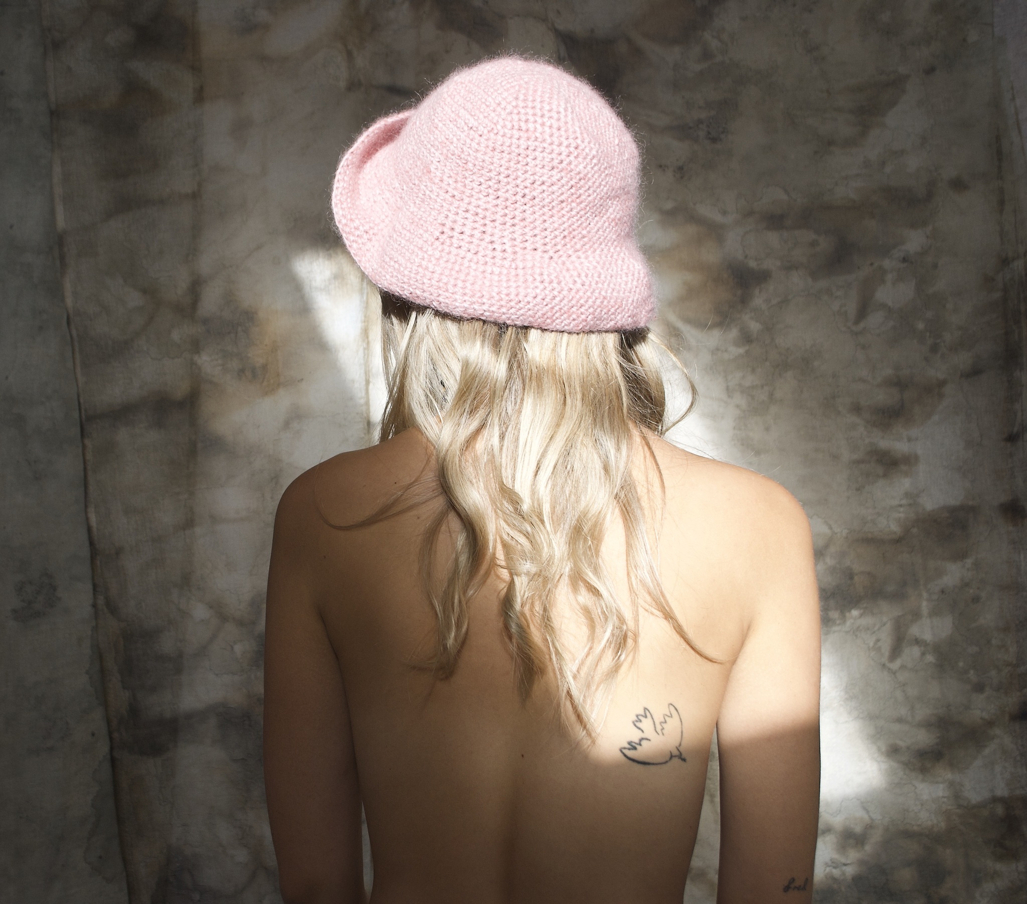 Rosa vinter-ull hatt