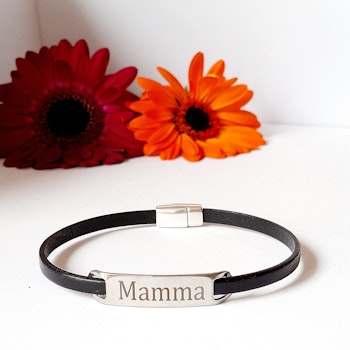 Armband Mamma rostfritt stål och läder