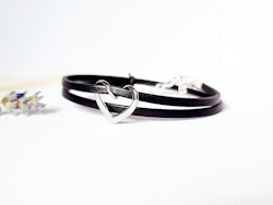 Genuine leather bracelet with heart