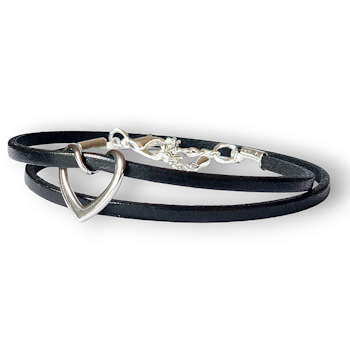 Armband i äkta läder med hjärta