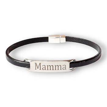 Armband Mamma rostfritt stål och läder