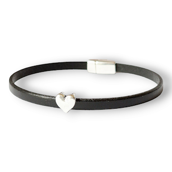 Armband med hjärta 5mm äkta läder-finns i flera färger