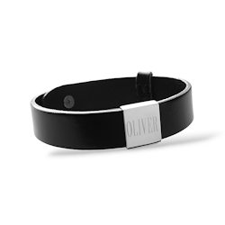 Äkta läderarmband med graverade tags