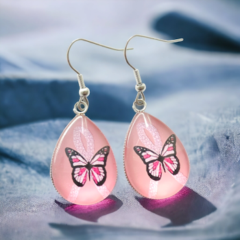 Örhängen Rosa Fjäril