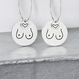 Love your boobs! Earrings Laser engraved