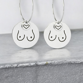 Love your boobs! Earrings Laser engraved