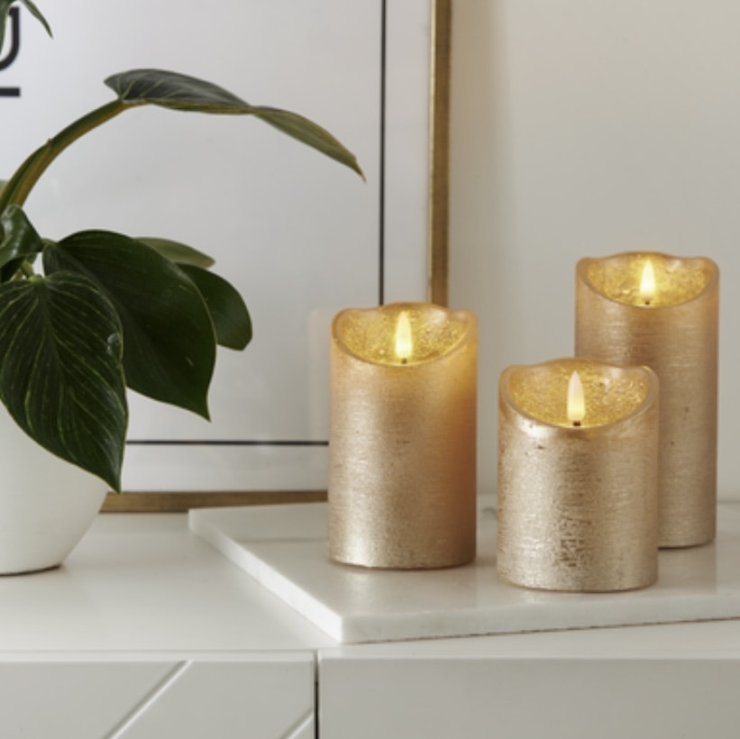 Led Blockljus Flamme Rustic