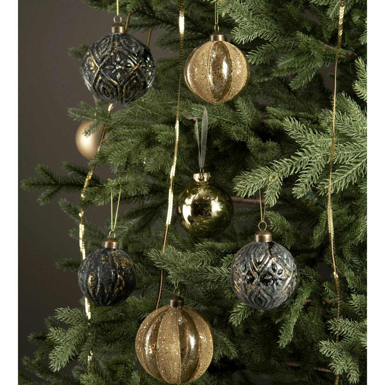 Glaskula Pixie Blå/Guld Mix