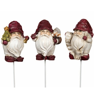 Tomte Stick Knubbig Röd Mix Poly 3 pk