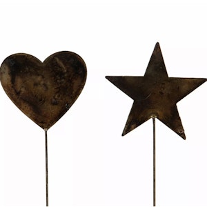 Hjärta/Stjärna Stick Metall 2pk