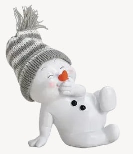 Snögubbe med stickad grå/vit mössa