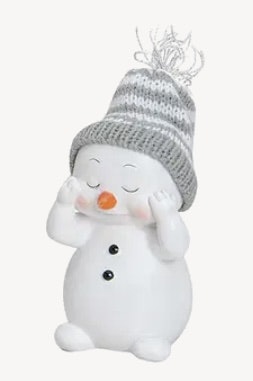 Snögubbe med stickad caps