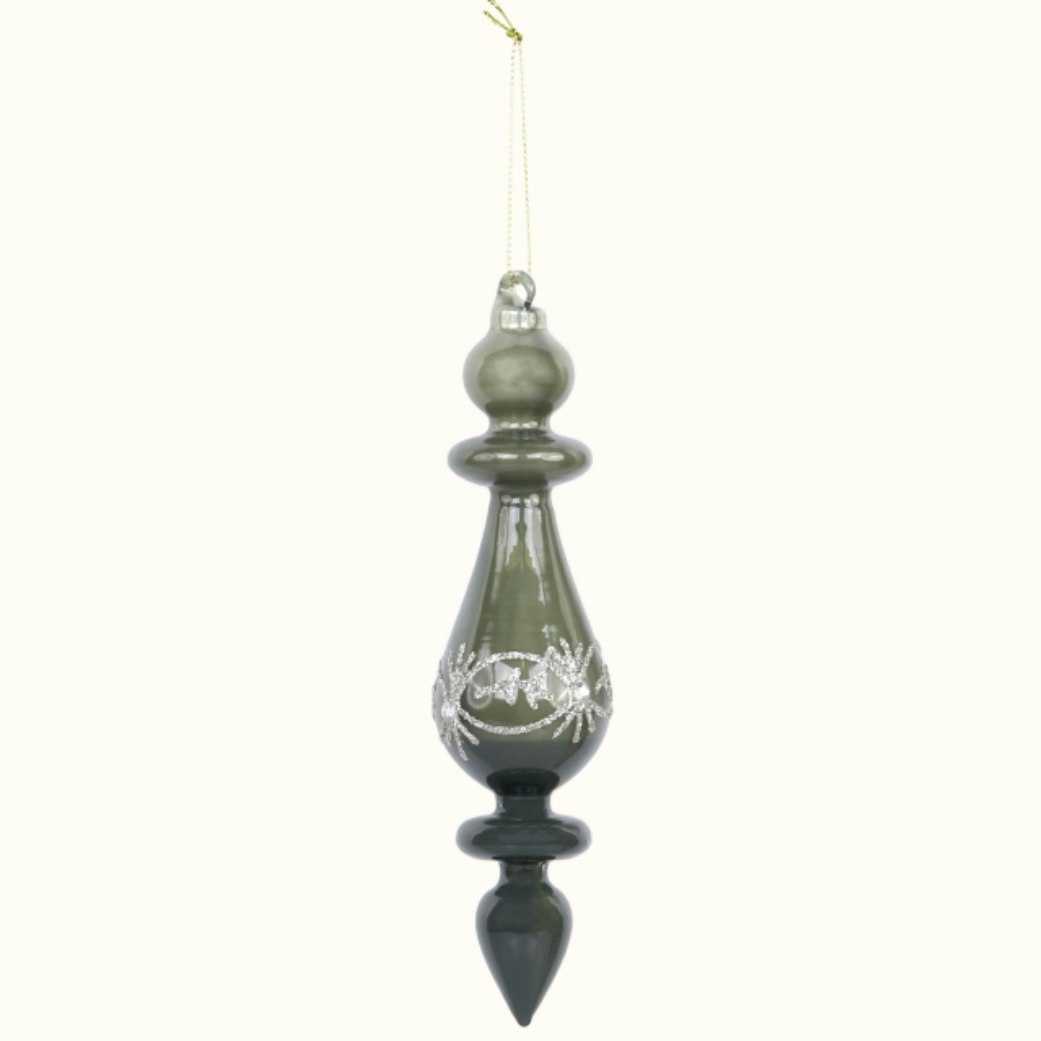 Ornament i glas m. glimmer 50%