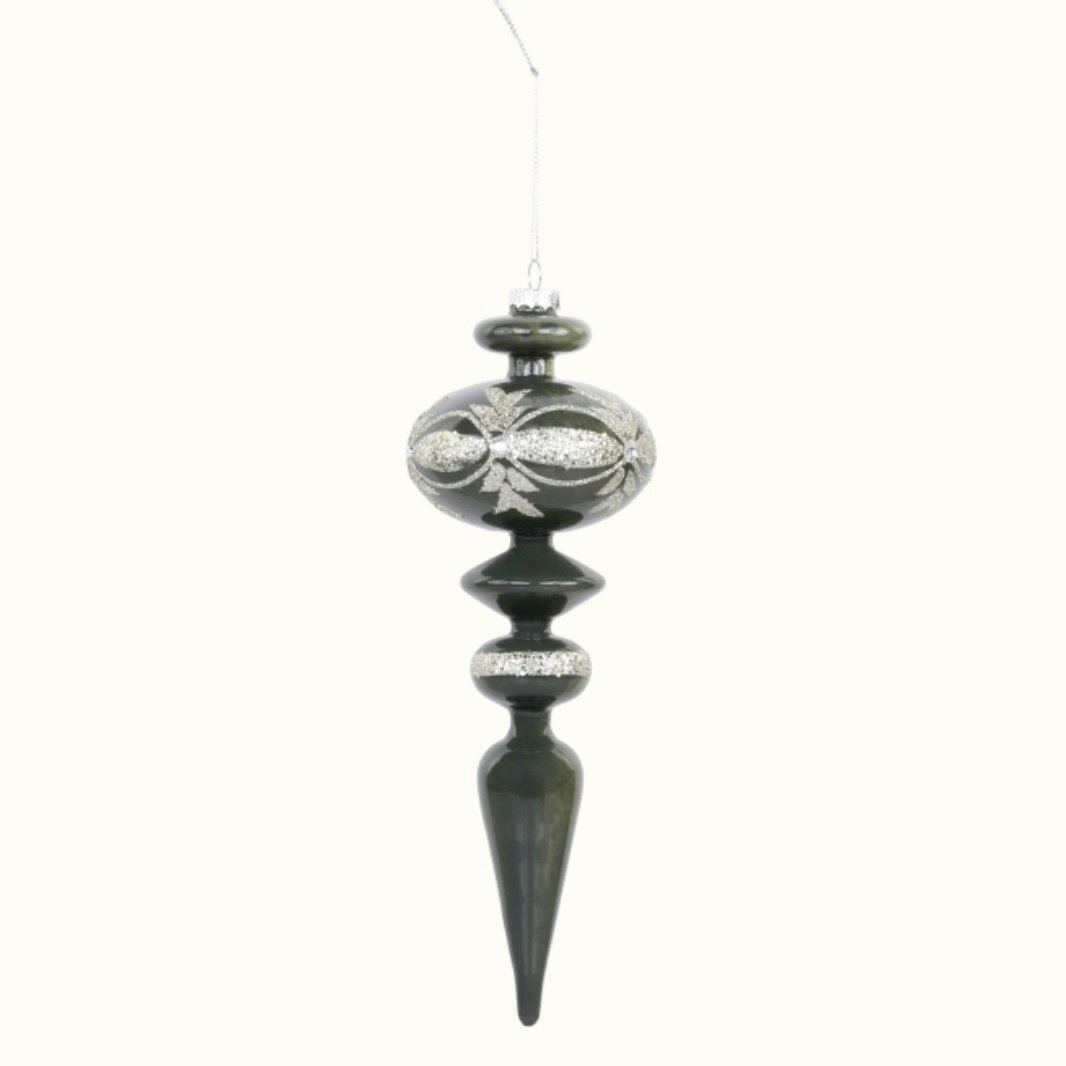 Ornament i glas m. glimmer