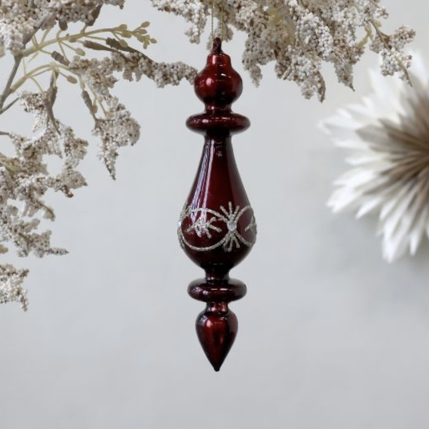 Ornament i glas m. glimmer