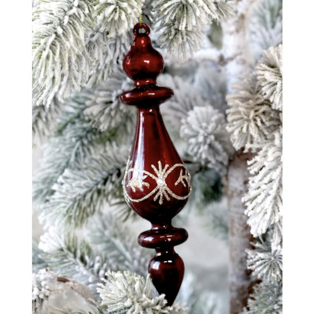 Ornament i glas m. glimmer