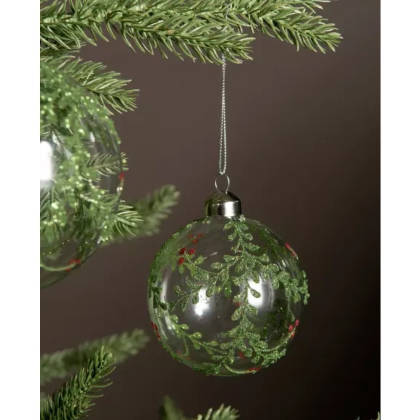 Julkula Glaskula Flora Ø10cm - 2pk
