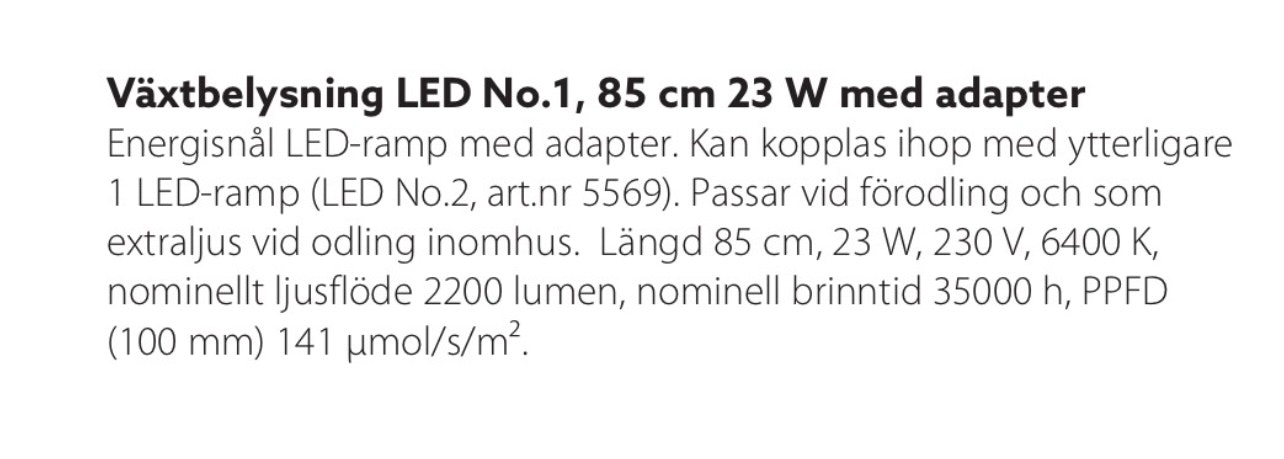 Växtbelysning LED-ramp adapter No.1 23W 85cm