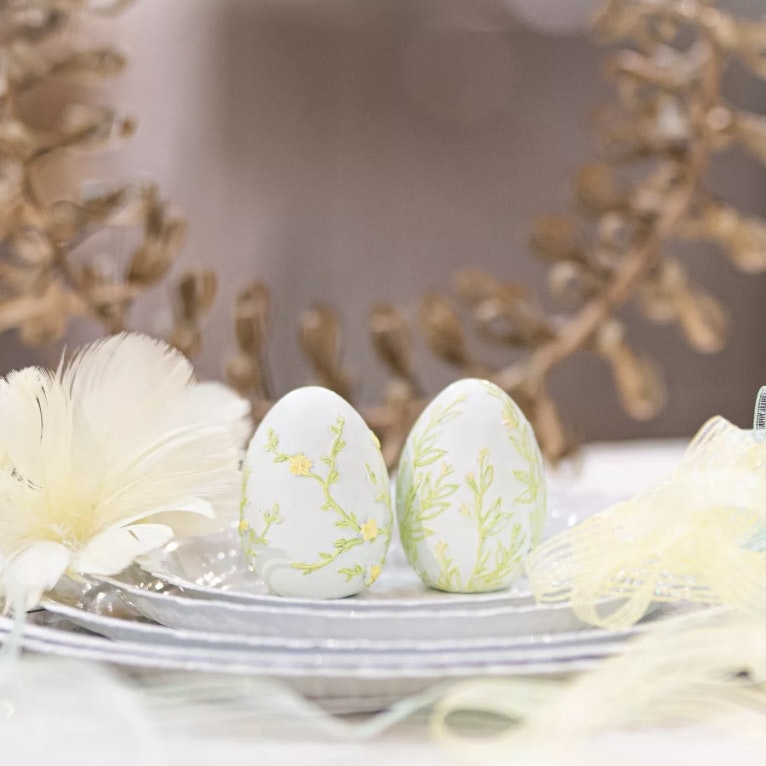 Ägg Blomster Gul Mix Poly 2pk