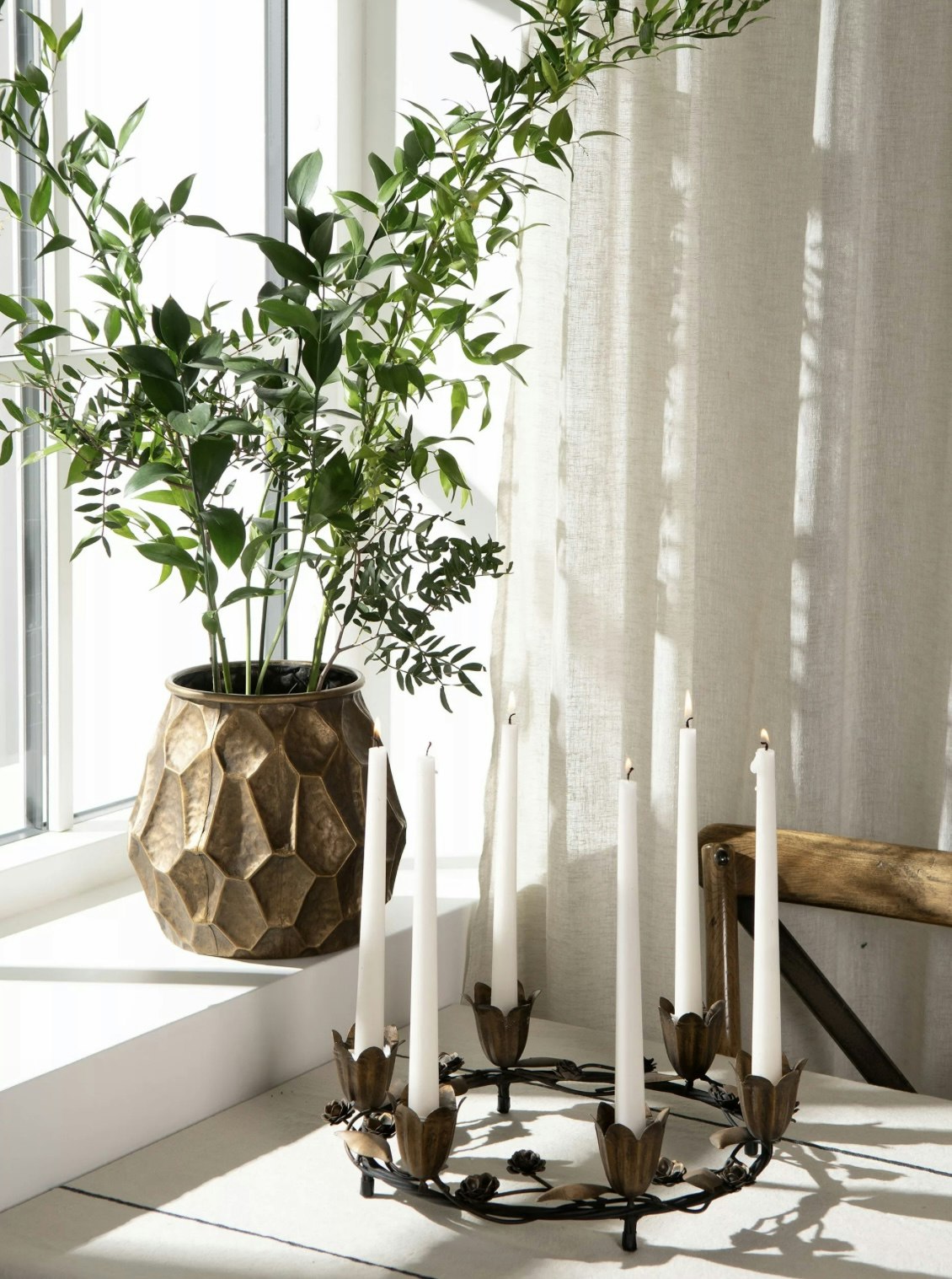 Ljusstake Blomster Mässing