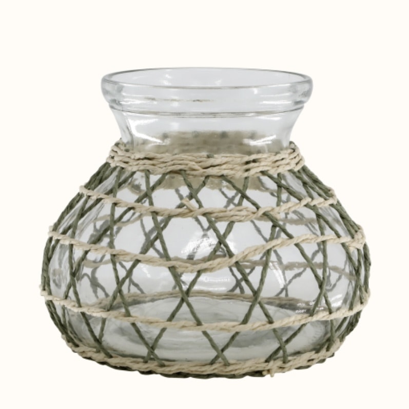 Glaslykta med jute