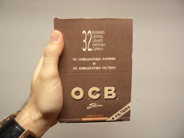 OCB Kingsize Slims+Filter Unbleached DISPLAY (cigarettpapper)
