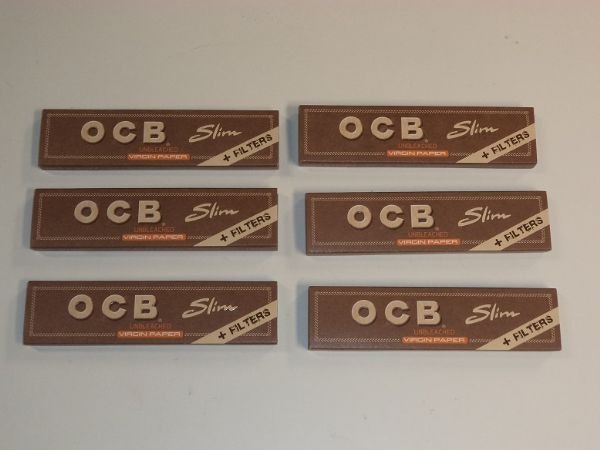 OCB Kingsize Slims+Filter Unbleached 6 st (cigarettpapper)