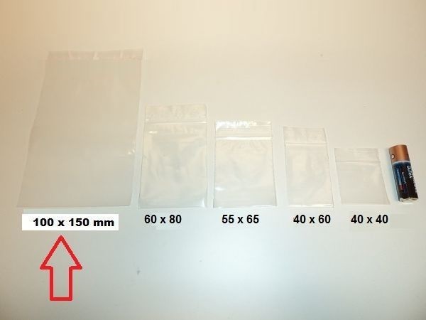 Blixtlåspåsar / Zippåsar: 100x150 mm
