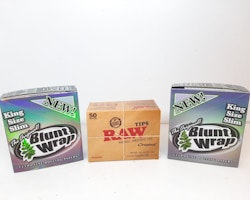 Två Displays Bluntwrap Slims + En Display RAW Filtertips