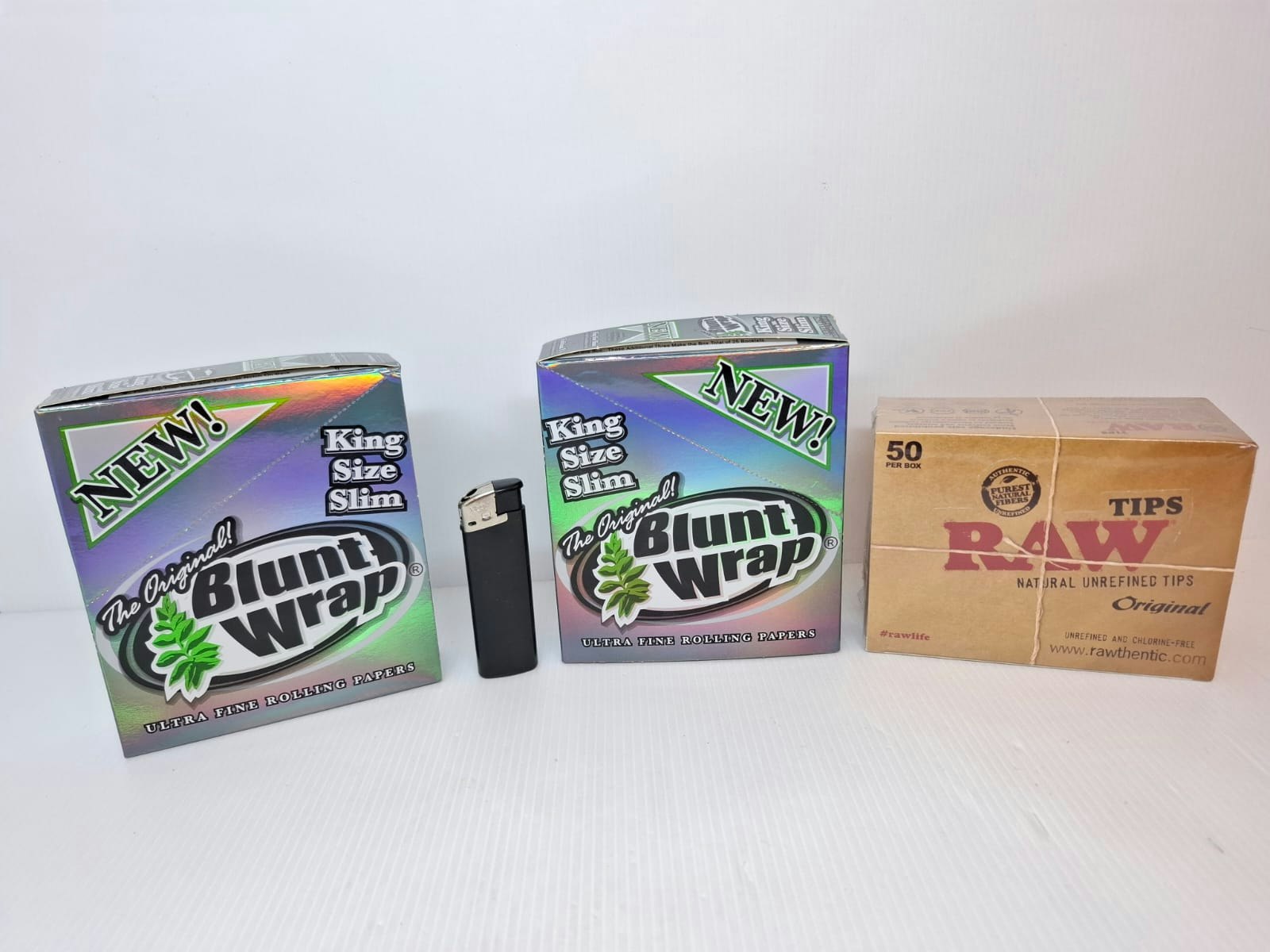 Två Displays Bluntwrap Slims + En Display RAW Filtertips