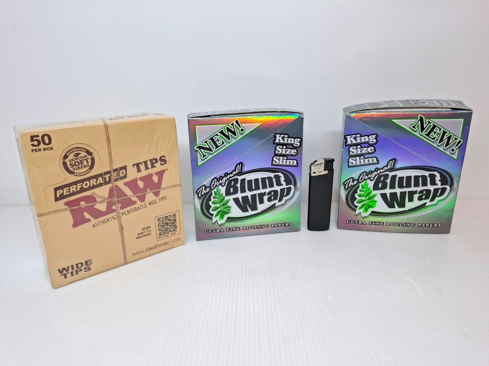 Två Displays Bluntwrap Slims + En Display RAW Filtertips