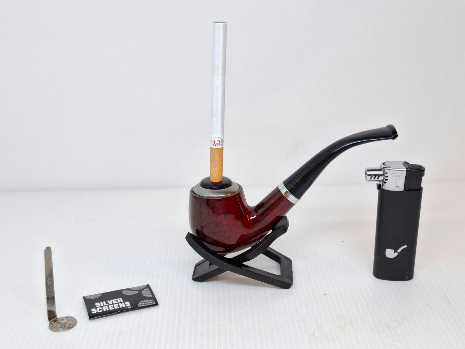 Kinapipa och cigarettmunstycke + tillbehör