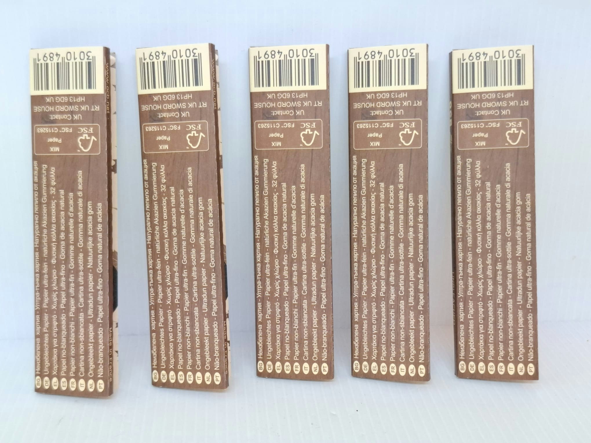 OCB Kingsize Slim Unbleached (5 förpackningar)